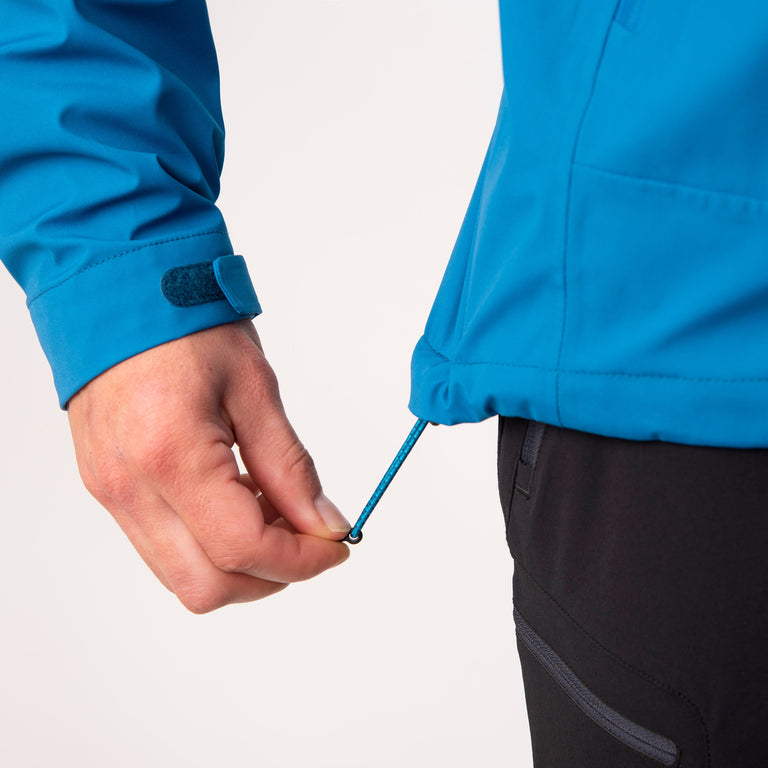 alpkit mens balance waterproof jacket in reef blue hem drawcord