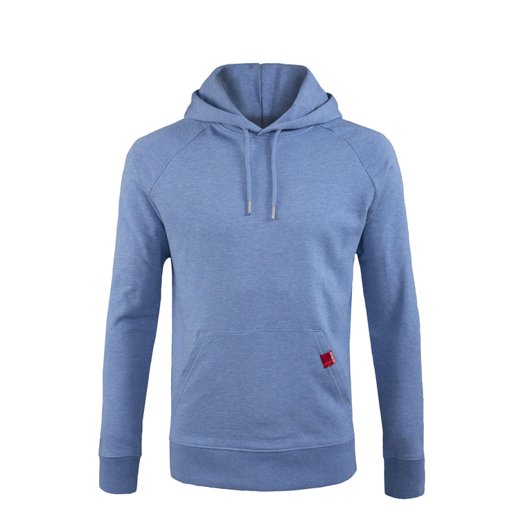 Alpkit men's Blank Canvas Hoody in Heather Blue - closed