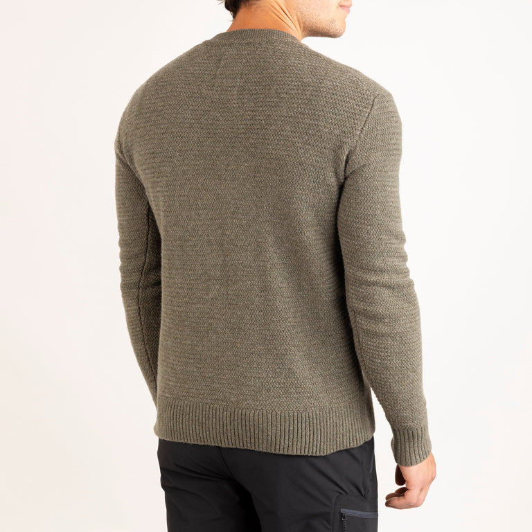 alpkit brenin wool jumper in mortar green back