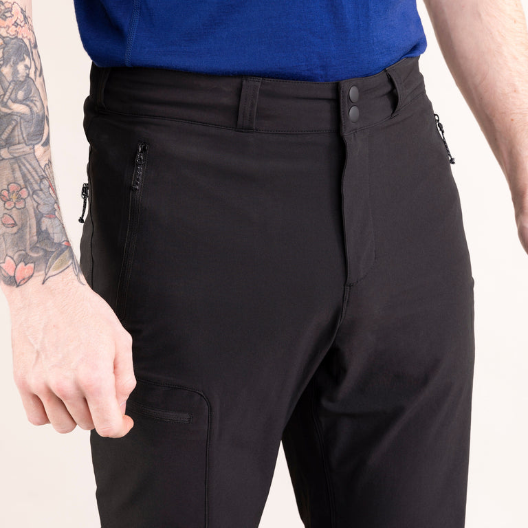 Alpkit mens chilkoot softshell trousers in black waistband |nt