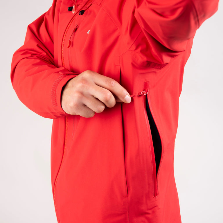 alpkit mens definition waterproof jacket in chilli red side vents