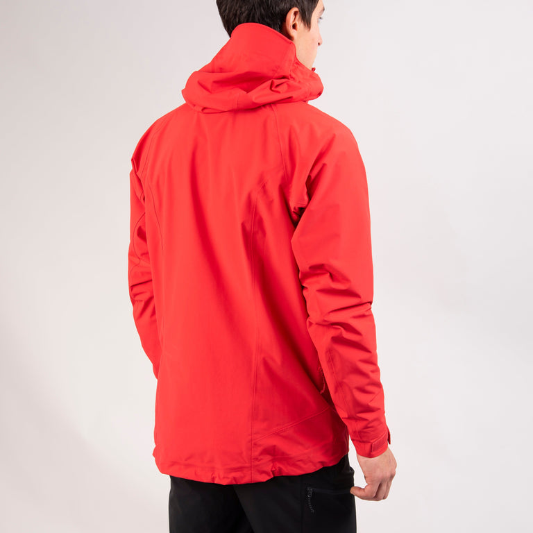 alpkit mens definition waterproof jacket in chilli red back - closed