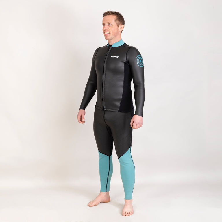 alpkit element wetsuit mens pants in black outfit