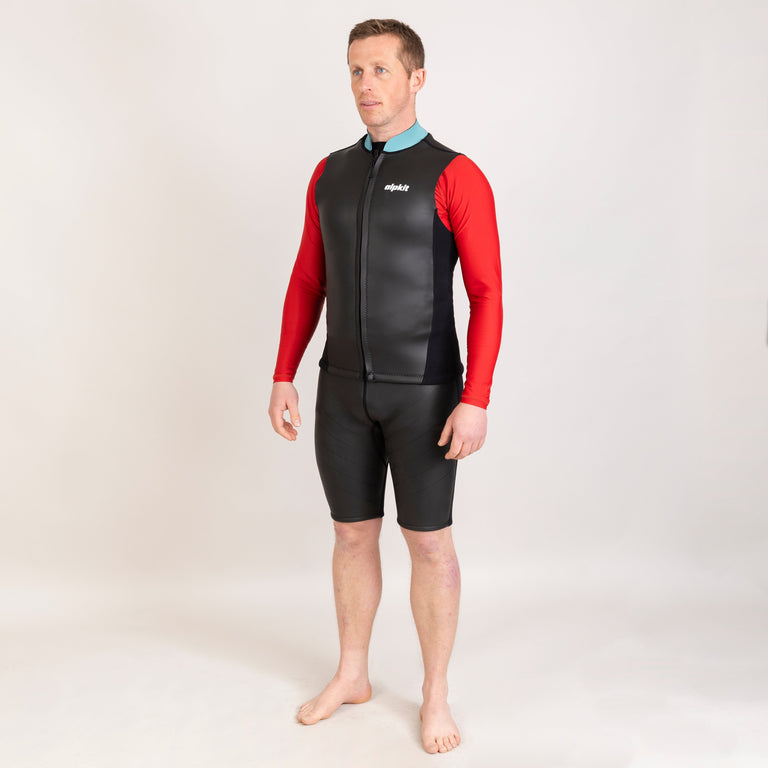 alpkit element wetsuit mens shorts in black outfit