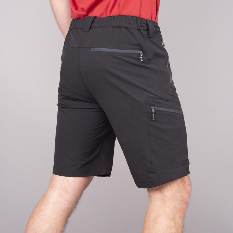 mens Alpkit faro softshell shorts in black rear