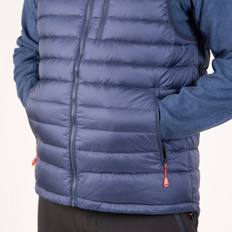 Alpkit mens filoment vest recycled down gilet in outer space blue pockets