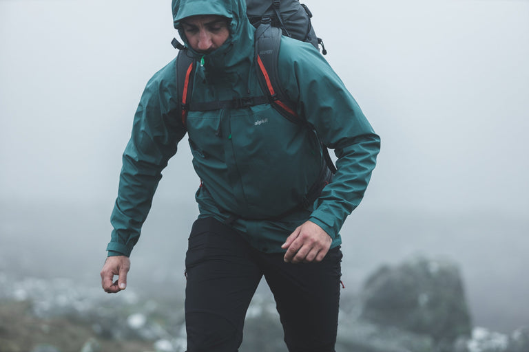 mens Alpkit fortitude waterproof jacket - action