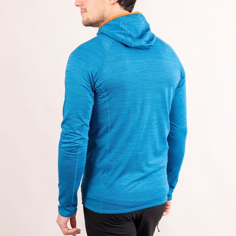 Alpkit Griffon men's hooded fleece in reef blue back