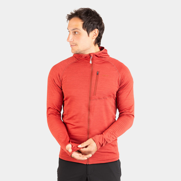 Alpkit Griffon men's hooded fleece in brick red