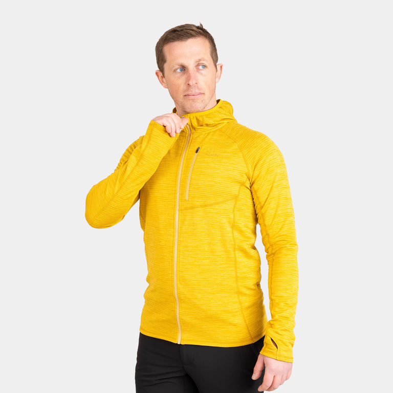 Alpkit Griffon men's hooded fleece in Colmans yellow