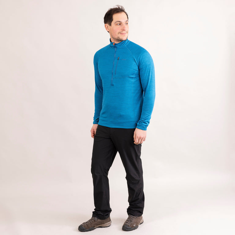 alpkit mens griffon half zip fleece in reef blue outfit