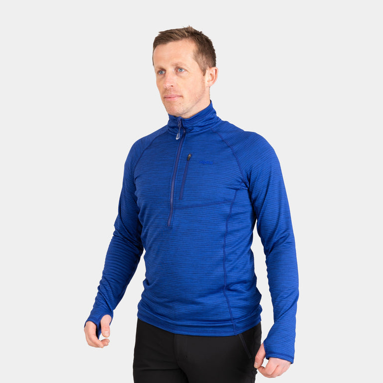 alpkit mens griffon half zip fleece in font blue - closed