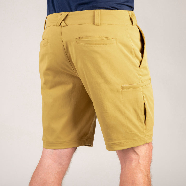 alpkit mens hauler cargo shorts in Mojave yellow back