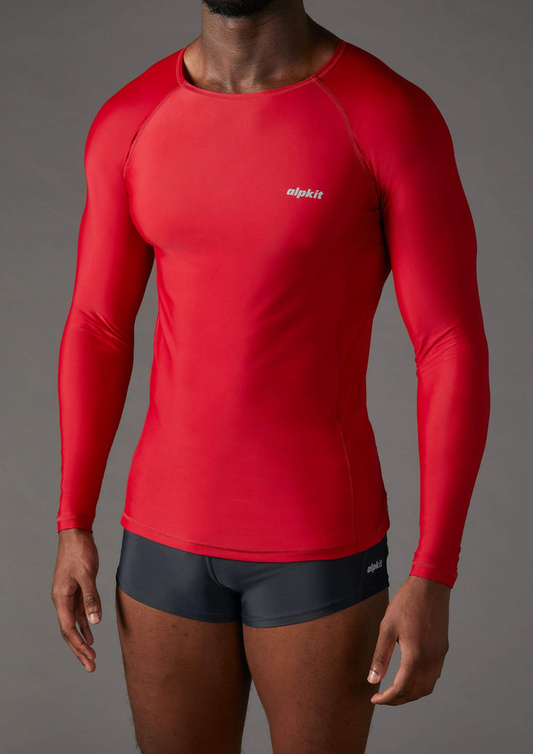 mens Hurley swim top in chilli front - closed