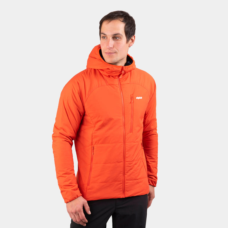 alpkit mens katabatic primaloft insulated synthetic jacket in orange