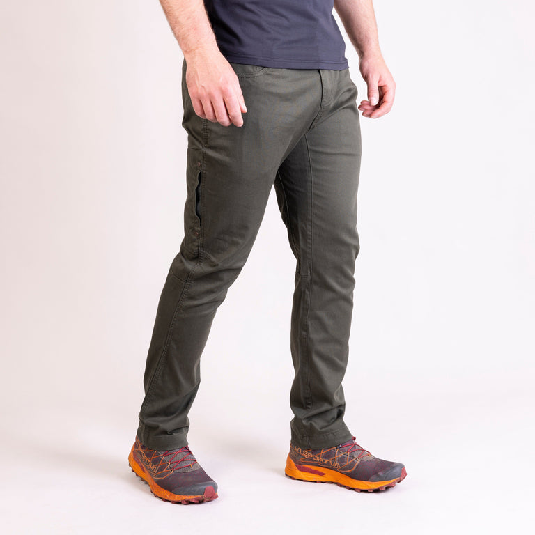 alpkit mens Kraft trousers in kelp green front|aj