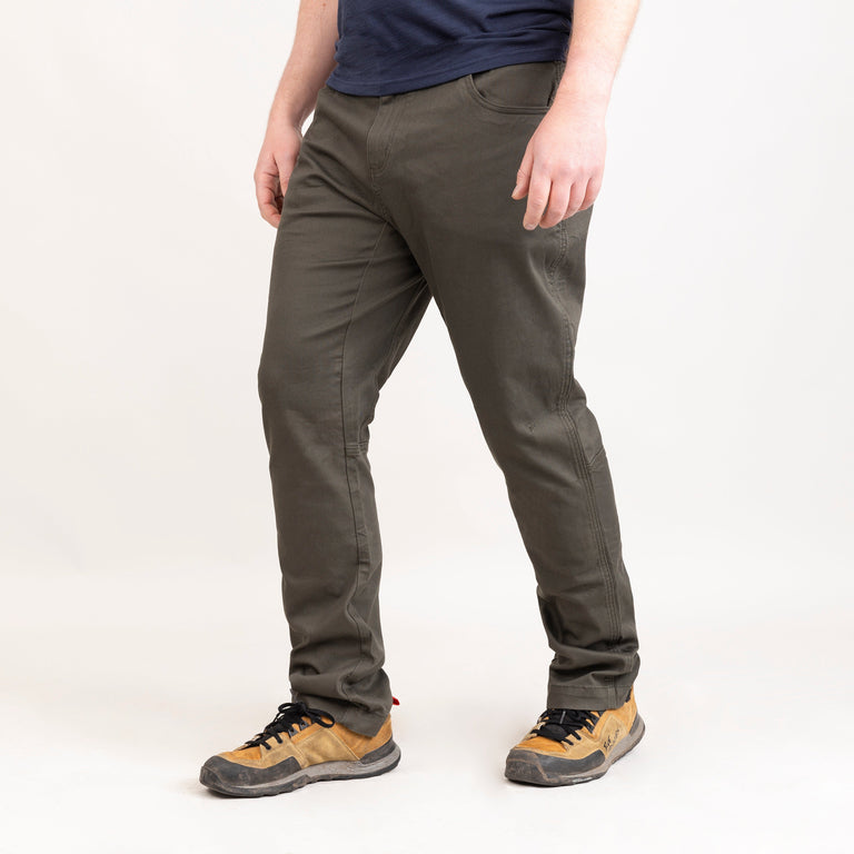 alpkit mens Kraft trousers in kelp green front