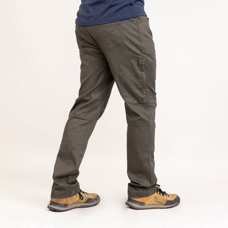 alpkit mens Kraft trousers in kelp green back