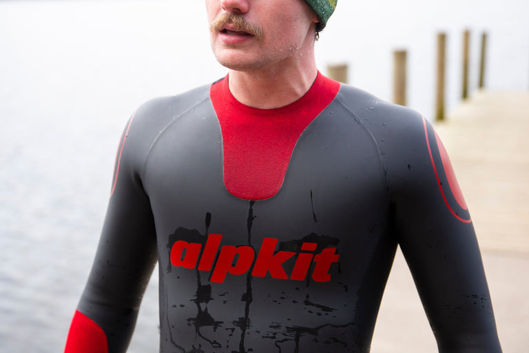 Close up of the men's Lotic outdoor swimming wetsuit