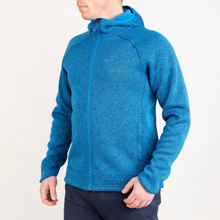 alpkit mens malamute fleece jacket in reef blue front