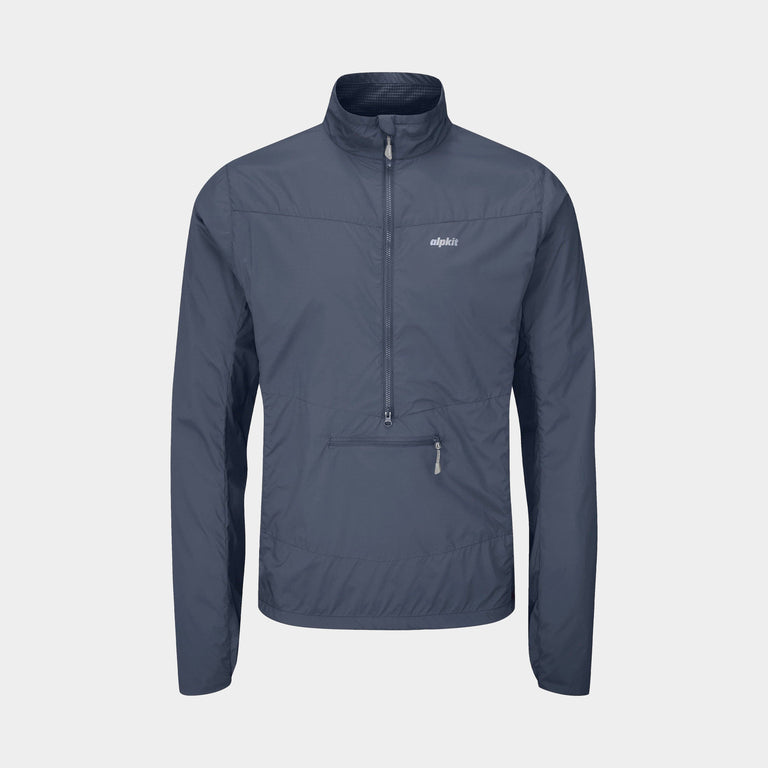 mens alpkit morphosis half zip jacket in slate blue - closed