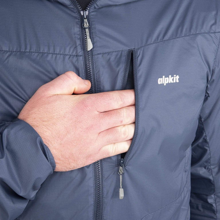 mens alpkit morphosis jacket in slate chest pocket - closed