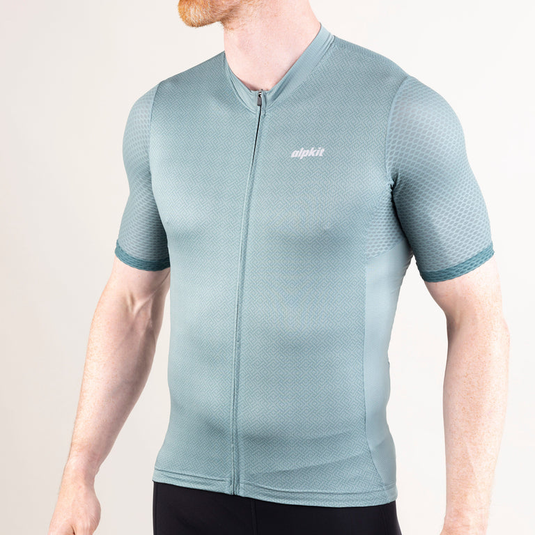 alpkit Paradiso mens short sleeve cycling jersey in alder front