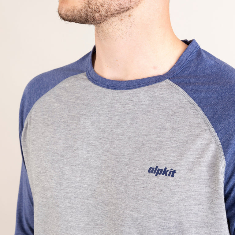 alpkit mens picu long sleeve base layer in twilight grey logo