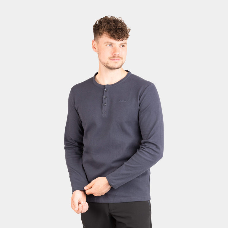 Alpkit mens rivo henley top in tarmac grey