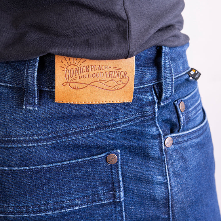 alpkit mens sequence jeans in darkwash patch|aj