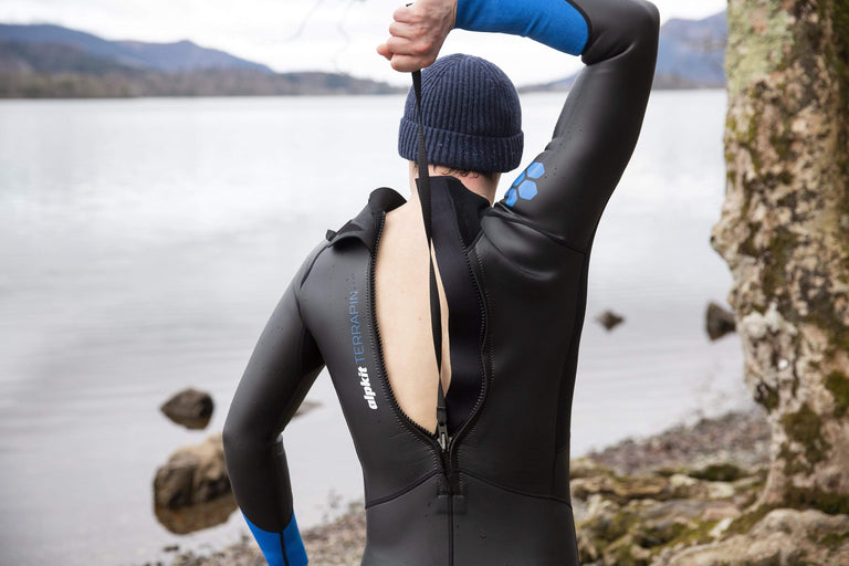 mens terrapin outdoor swimming wetsuit - action