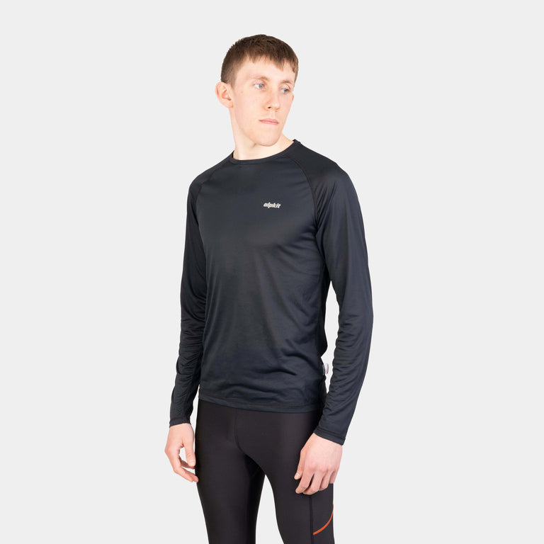 alpkit mens vayper long sleeve baselayer for trail running and fell running in black