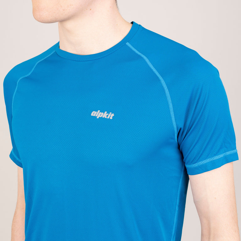 alpkit mens vamper short sleeve base layer for trail running fell running in reef logo