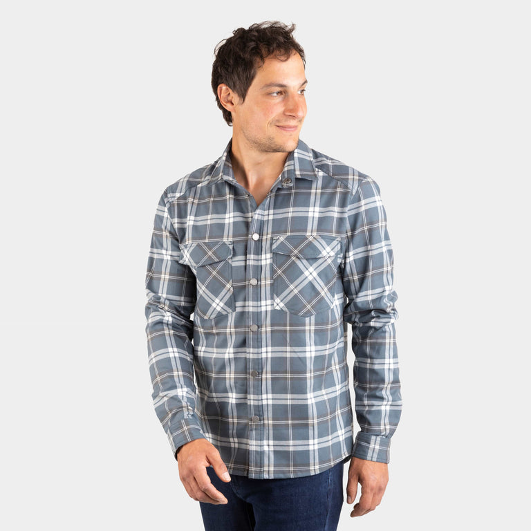 alpkit mens woodsmoke shirt in slate grey check