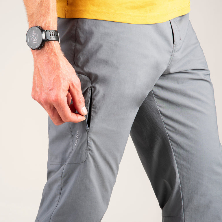 alpkit mens teleki pants in steel grey zip pocket