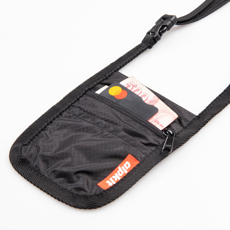 alpkit orbiter small travel bag accessory zip pouch in black detail