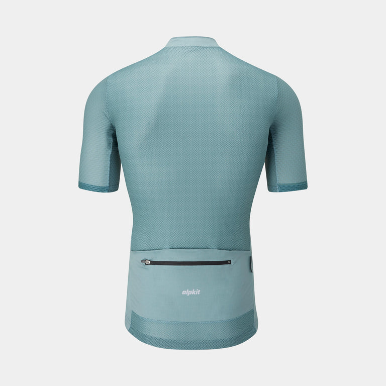 alpkit Paradiso mens short sleeve cycling jersey in alder back - closed