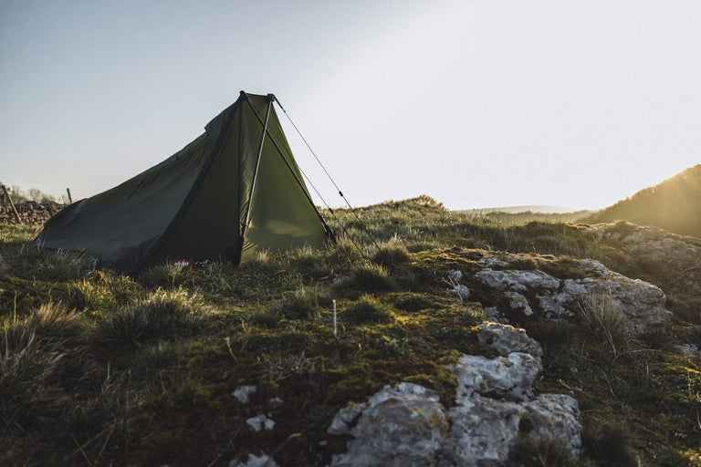 alpkit polestar trekking pole tent - action - closed