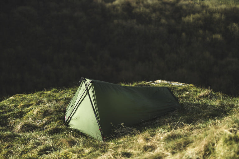 alpkit polestar trekking pole tent - action - closed