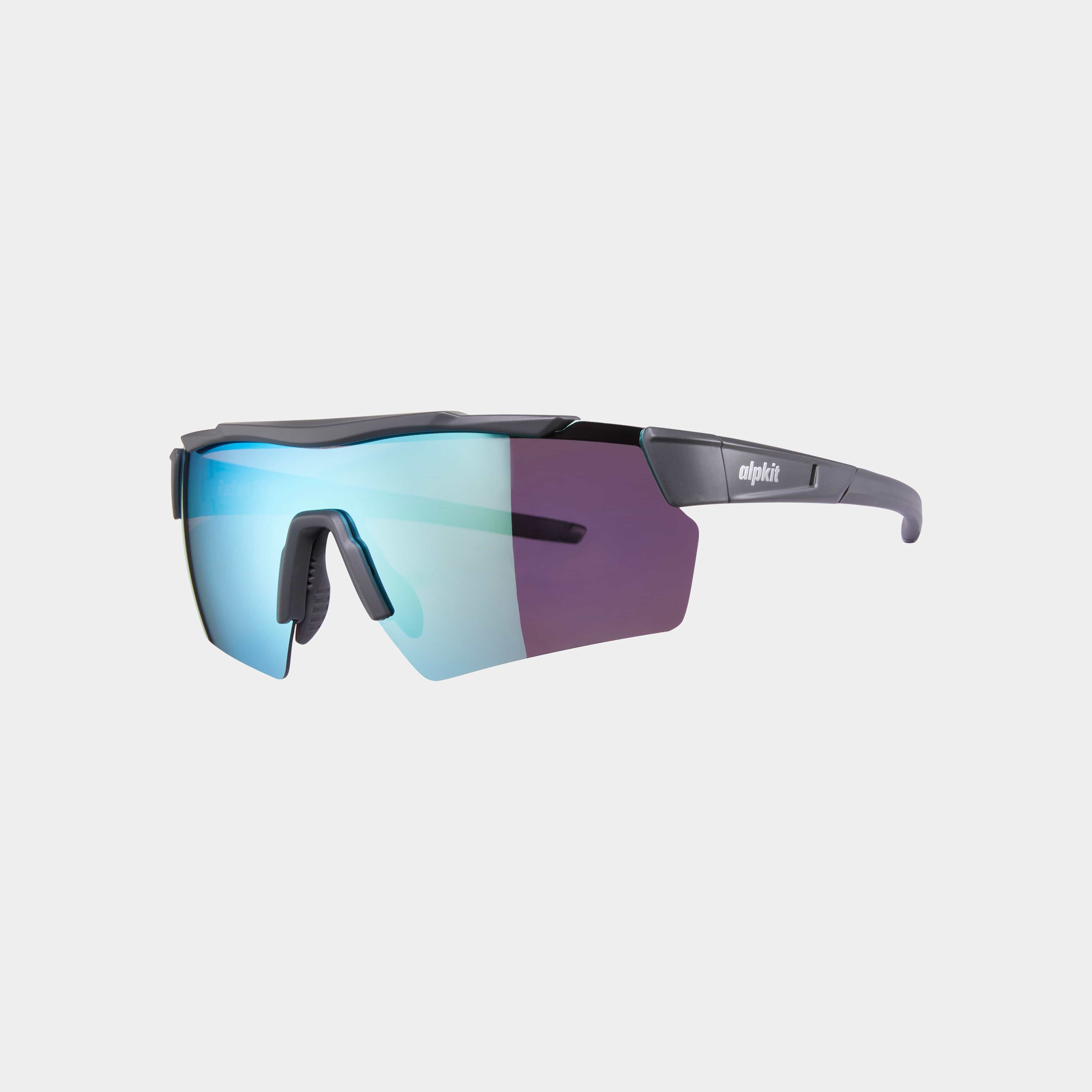 Alpland Sports Cycling Glasses – Unisex Tinted Sunglasses, Black Frame Grey Lens, 100% UV Protection, Ski Glacier Kite