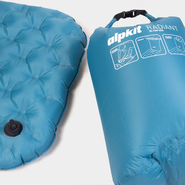 Radiant insulated inflatable camping mat in Nemo blue