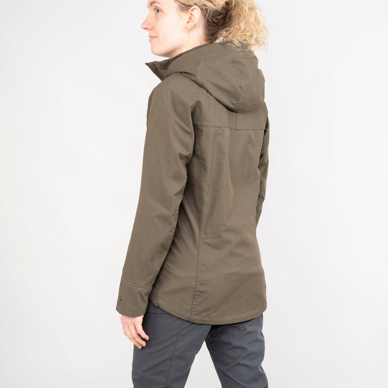 alpkit Ranger womens organic cotton ventile jacket in kelp green rear - closed