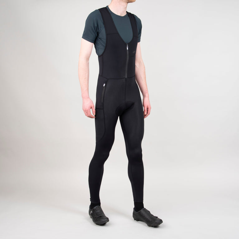 alpkit mens rhythm four season bib tights in black front 