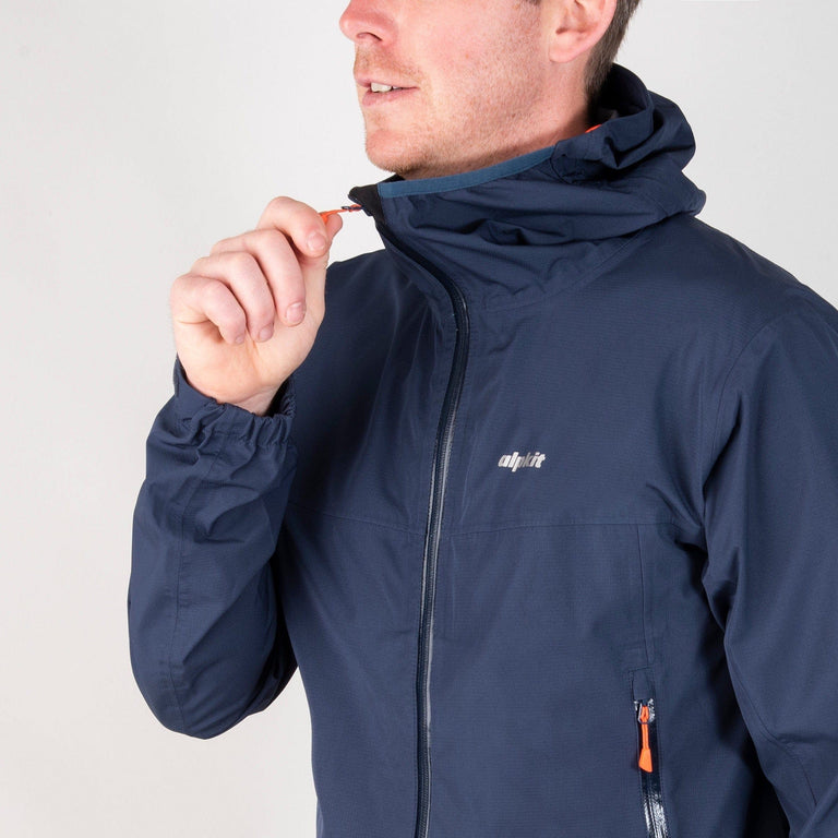 alpkit sigma mens waterproof jacket in outer space blue front