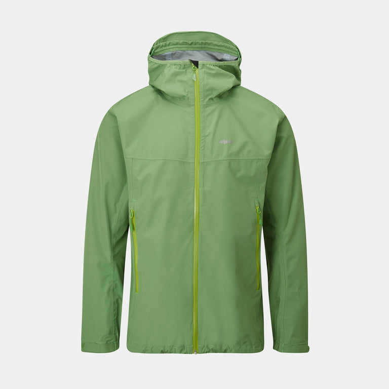 alpkit sigma mens waterproof jacket in fern green - closed