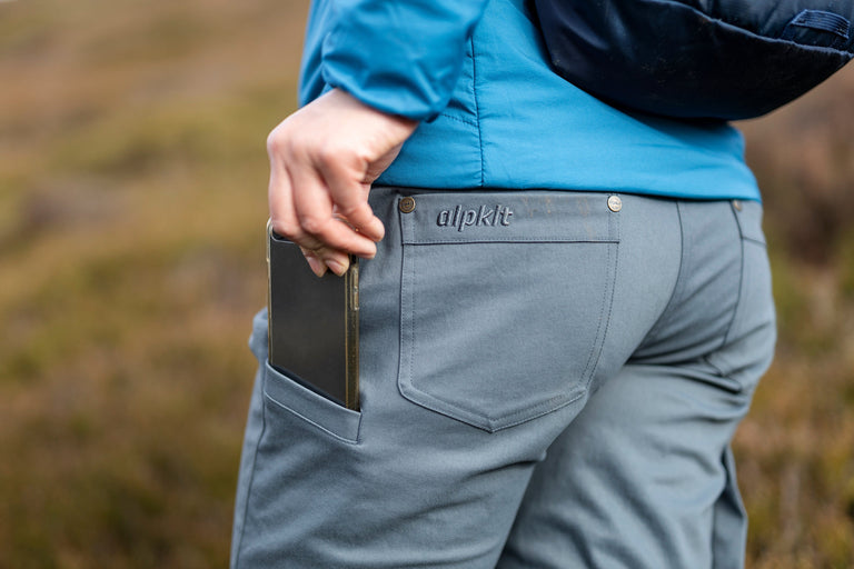 alpkit skarven womens trousers in grey - action