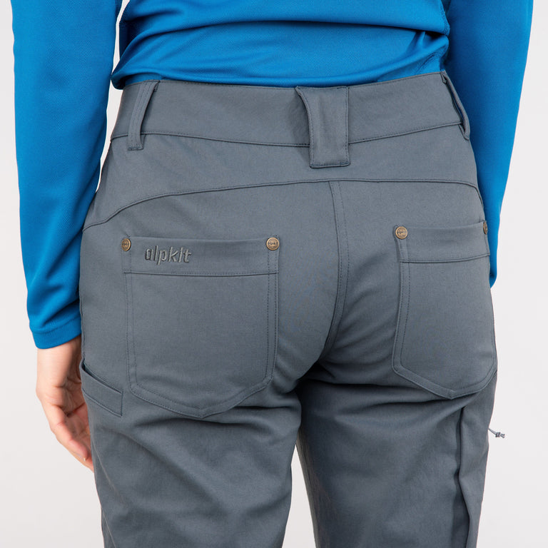 alpkit womens skarven trousers in grey back waistband