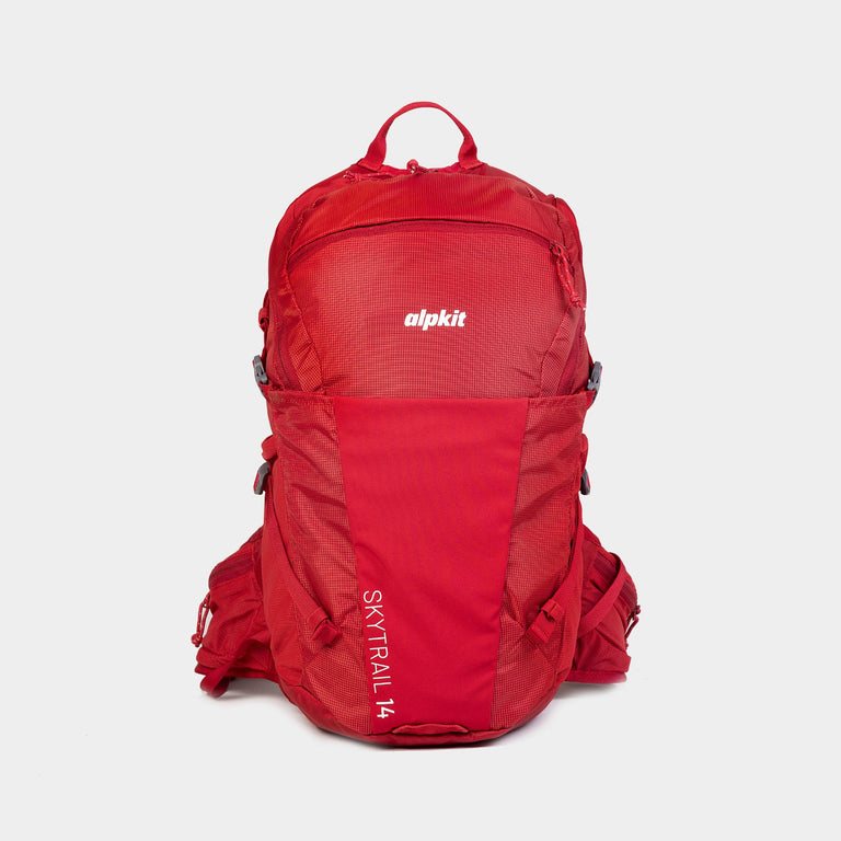 skytrail 14 litre mountain bike backpack in chilli red front