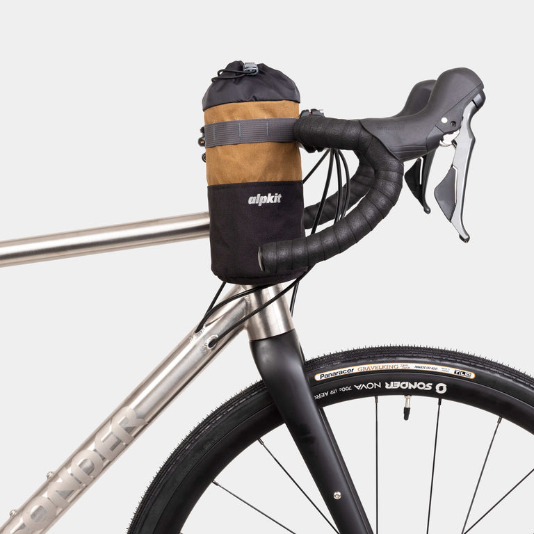 alpkit stem cell 1.5L bike packing bag in mountain brown