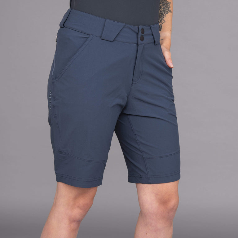 womens strada shorts in dark denim front